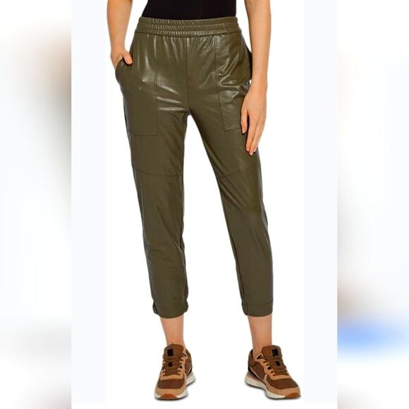 Lysse Brisk Vegan Leather Joggers Size L Green Ivy - Picture 1 of 5